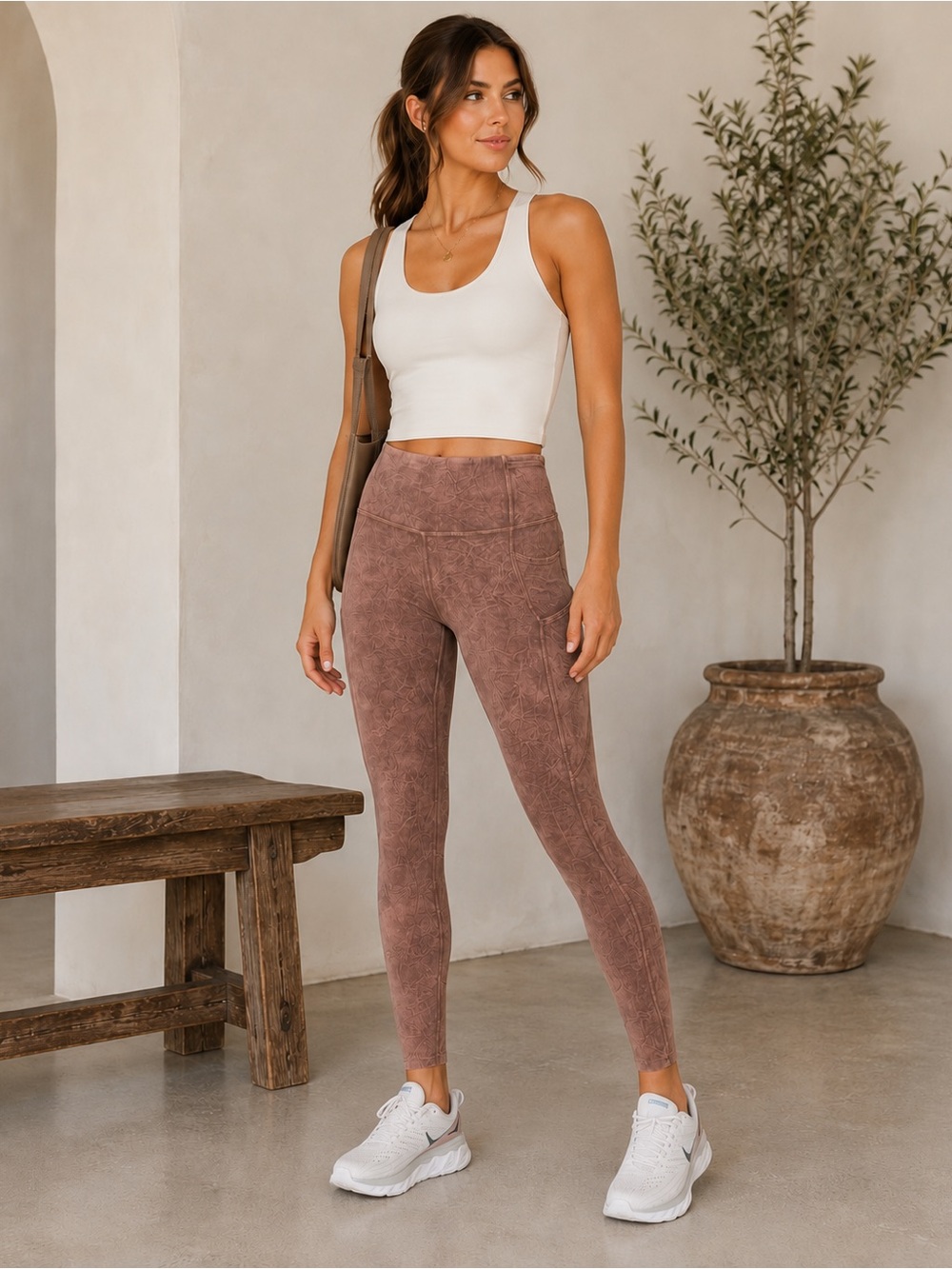 Lululemon‎ Fast & Free II 25" Nulux Ice Dye Brown High Rise Pocket Leggings